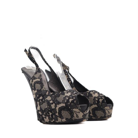 Guiseppe Zanotti Lace Slingback Platform Peep Toe Pumps Size 38.5 - Picture 2 of 10